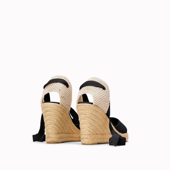 Soludos Black Marseille Espadrilles ankle tie wedges US women’s 8 - Picture 13 of 14